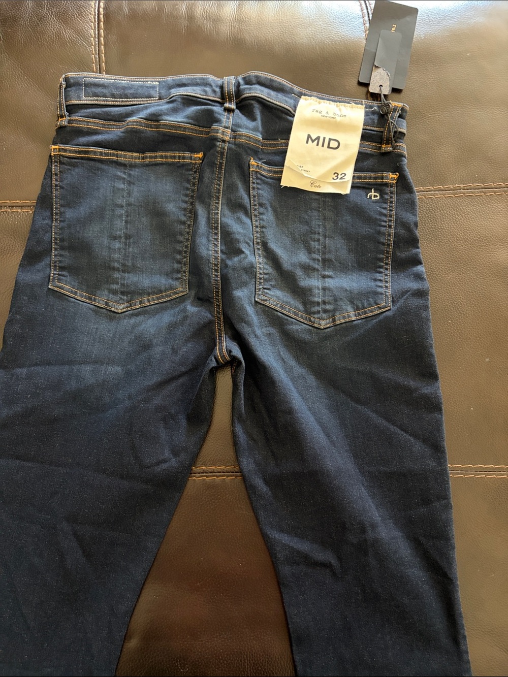 rag & bone Indigo Skinny Jeans with Faded Whiskering - Picture 2 of 4